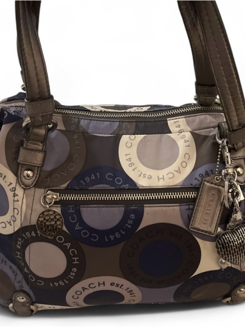 Vintage Coach Alexandra Satchel in Op Art Snaphead Sateen Print - Style F17582